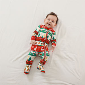 Combinaison de Noël personnalisée pour bébé, barboteuse à manches longues, pyjama de Noël zippé pour nourrisson, tenue pour tout-petit, grenouillère en bambou pour bébé - Product Image 3