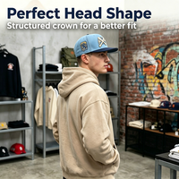 Gorras Snapback Ajustadas Azul Cielo con Bordado Completo, Estilo Urbano Personalizado para Exteriores
