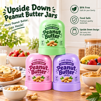 Pot à beurre de cacahuète en PP de qualité alimentaire, 250g, 500g, 500ml, 16oz, à large ouverture, avec couvercle inversé et emballage scellé, pour pâte d'arachide