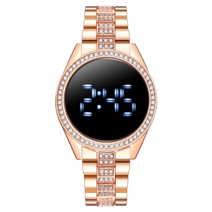 Vendita Calda Del Diamante di Modo Della Vigilanza delle Nuove Donne Del <span class=keywords><strong>Braccialetto</strong></span> Orologi Da Polso della <span class=keywords><strong>ragazza</strong></span> della Fascia Dell'acciaio inossidabile LED Digital Orologi Dress - Product Image 1
