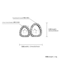 Grillz dentaire double en laiton, entièrement serti de zircone cubique 5A, en forme de goutte d'eau, pour les dents supérieures, bijoux Hip Hop pour Fêtes et Halloween