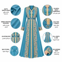 Robe longue YSYL 2026 exquise brodée de fleurs pour femme, avec ceinture intégrée, manches longues, robe de soirée formelle modeste, Abaya