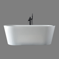 Baignoire autoportante moderne en acrylique blanc avec fonction bain à remous, design portable pour hôtels et salles de bain, avec drain inclus