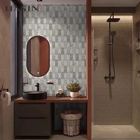 Mosaïque en pierre naturelle découpée au jet d'eau - Écologique, résistante à l'eau, surface mate, épaisseur 7 mm, moderne, pour cour d'école, hôpital