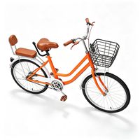Vélo de ville rétro pour femmes adultes, 24 pouces, acier haute teneur en carbone, simple vitesse, avec freins V doubles, léger