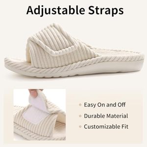 Chaussures d'intérieur pour femmes en fourrure, avec <span class=keywords><strong>semelle</strong></span> extérieure respirante en EVA, soutien de la voûte <span class=keywords><strong>plantaire</strong></span> réglable, bout ouvert, pour l'été et l'automne - Product Image 5
