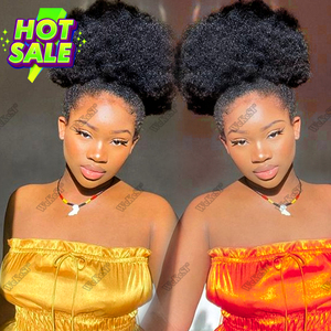 Natural Color 18 Inch 250% Density <strong>Afro</strong> Curly Human Hair Transparent 360 Lace Frontal <strong>Wigs</strong> <strong>Afro</strong> Curly Bob <strong>Wigs</strong> for Black Women - Product Image 1