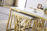Meuble de salon en marbre, meuble Tv, Console, Table basse de luxe carrée en marbre doré