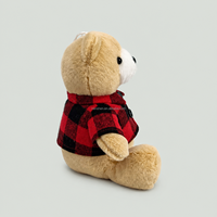 Ours en peluche de Noël personnalisé de 21 cm avec chemise à carreaux rouges et impression en relief pour la décoration de la maison pendant les fêtes
