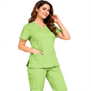 Uniforme Médico para Mujer, el Más Vendido, con Logotipo Personalizado, Corte Ajustado, Cuello en V, Manga Corta, para Enfermeras, Doctores, Ropa de Trabajo para Hospital, Transpirable - Product Image 1