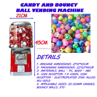 Distributeur automatique de bonbons et de balles rebondissantes avec/sans support haut, paiement par pièces ou jetons, capacité de 140 à 200 pièces