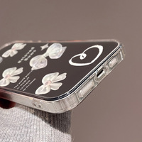 Coque de téléphone rose style anglais Girlheart avec nœud, compatible iPhone 15 16 17 Air, électroplaquée, protection miroir trois-en-un