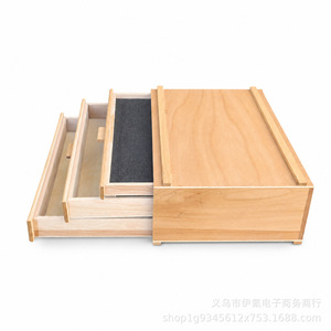 Solid Wood <b>Drawer</b> <b>Storage</b> Cabinet 3 Layers Rectangle Desktop Organizer For Stationery Jewelry <b>Box</b> - Product Image 5