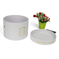 Emballages cadeaux en carton imprimé, fournitures personnalisées, logo en feuille d'or blanc, artisanat artistique, boîtes rondes pour mariage, fleurs