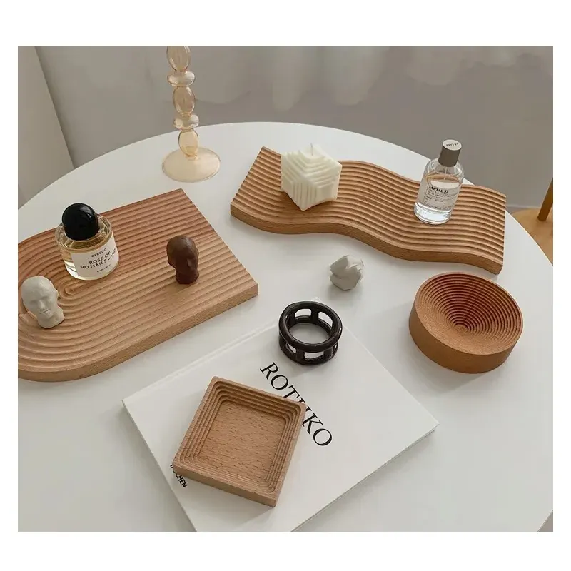 Bandeja de madeira para utensílios de cozinha, bandeja pequena e moderna para utensílios de mesa