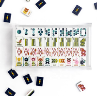 Jeu de Mahjong Américain en Acrylique Rose & Orange Art Déco à 4 Couches, 160 Pièces, Tuiles de Mahjong Thème Champagne pour Fêtes
