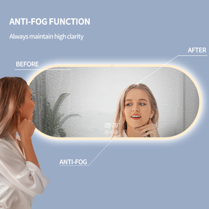 Miroir intelligent <span class=keywords><strong>de</strong></span> <span class=keywords><strong>salle</strong></span> <span class=keywords><strong>de</strong></span> <span class=keywords><strong>bain</strong></span> personnalisé, moderne, ovale, éclairé par <span class=keywords><strong>LED</strong></span>, avec lumière fluide, anti-buée, affichage <span class=keywords><strong>de</strong></span> l'heure et <span class=keywords><strong>de</strong></span> la température - Product Image 5