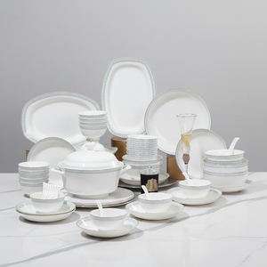 Luxury 50-Piece Eco-Friendly Bone China <b>Dinnerware</b> Set European Style Scenic Pattern Camping Use Dishwasher & Microwave Safe - Product Image 1