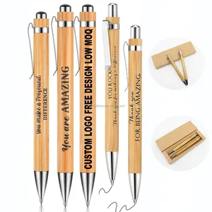 Eco Friendly Natural Promotional Gift Customized Laser Logo Bamboo Pen Engraved Wood Gel Black Ink Ballpoint Pens With Logo