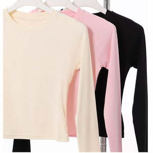 Magliette estive da donna RUICHI in cotone a maniche lunghe, girocollo, tinta unita, <span class=keywords><strong>aderenti</strong></span>. - Product Image 5