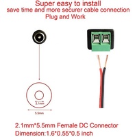 Adaptateur de prise d'alimentation DC mâle 5,5 mm, 2 broches, terminaison à vis, contact en cuivre, connecteur en plastique pour caméra CCTV, éclairage LED
