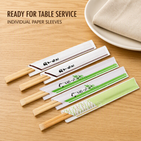 Ensemble de baguettes carrées en bambou personnalisées avec emballage en papier et double polissage pour la restauration