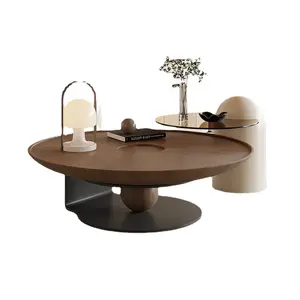 Minimalism round coffee table two pieces set new design popular wood center table home furniture