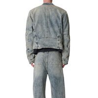Chaqueta Vaquera Personalizada para Hombre, Estilo Bombero, Lavado Pesado, con Cierre, Estilo Hip-hop, Holgada