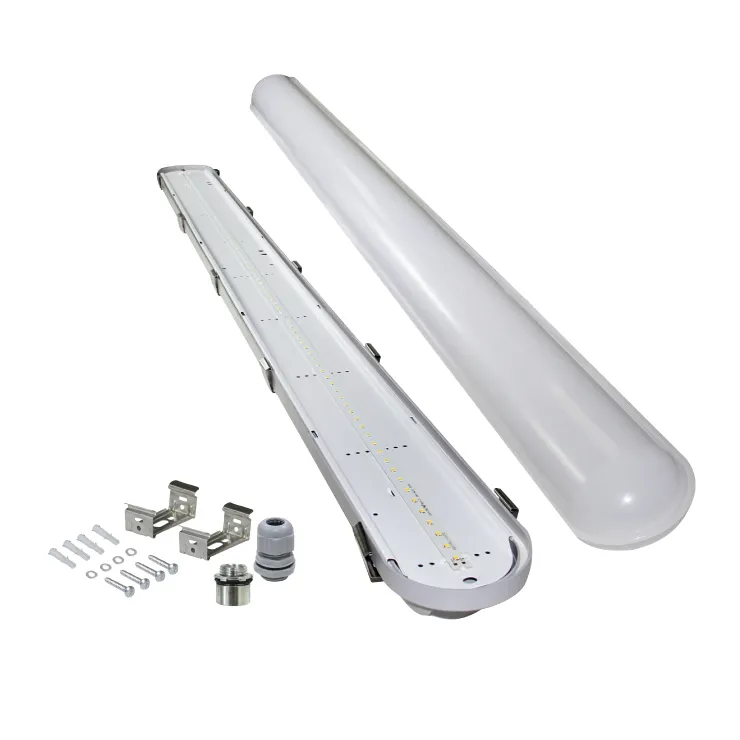 4ft 0-10V Dimmable Led Triproof Batten Ánh Sáng Lịch Thi Đấu IP66 Vapor Tight Cho Trạm Xăng