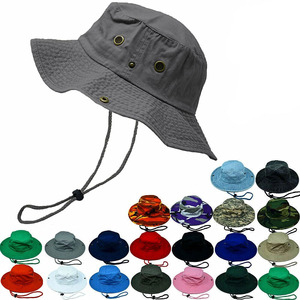 Chapeau de soleil pliable de haute qualité avec logo personnalisé, visière pare-soleil, chapeau de safari, chapeau de pêche, broderie, large bord, chapeau seau à cordon - Product Image 1