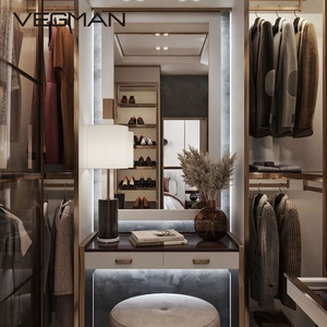 Hệ thống tủ quần áo âm tường thiết kế hiện đại bằng PVC MDF, đặt làm riêng cho phòng ngủ, dùng để cất giữ quần áo - Product Image 5