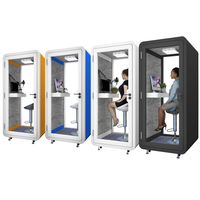 Cabina di Registrazione Mobile Modulare Moderna con Telaio in Acciaio, Insonorizzazione 40dB, Altezza Regolabile per Casa, Ufficio, Scuola