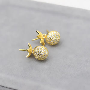 Pendientes de Plata S925 con Diseño de Mickey Mouse para Mujer, Accesorios de Perlas DIY, 6-7 Bandejas, Semi-Acabados de Moda 1163 - Product Image 4