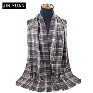 OEM & ODM-bufanda de lana de tartán para invierno, chal cálido a cuadros, pashmina