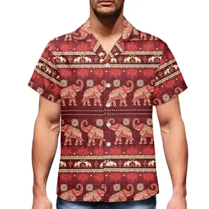 Print on Demand Tribes Elephants Elements Summer Aloha Shirt Fashion Fashion Lapel Shirts Durable Comfortable Mans Short Sleeves