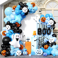 Kit d'arche de ballons rétro pour Halloween, Charbon, Orange, Boo, Marbre Noir, Blanc, Or, Latex, Araignée, Citrouille, Fantôme, Décoration de fête d'automne