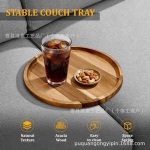 Bandeja de Madera para Sofá, Soporte para Aperitivos y Postres, Control Remoto, Portavasos, Estante Central para Sala de Estar, Estante de Escritorio de Una Sola Capa - Product Image 5