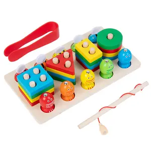 Set Alat Pancing Anak-anak, Mainan Memancing Memancing Menyenangkan Membuat Kayu untuk Melatih Bayi Berpikir Kemampuan Logika Mainan Pendidikan