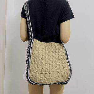 Nuova Borsa a Tracolla Casual alla Moda <span class=keywords><strong>2023</strong></span>, Grande Capacità, Fatta a Mano all'Uncinetto, Chiusura con Cerniera, in Poliestere e Pelle PU, Personalizzabile per Donne - Product Image 3