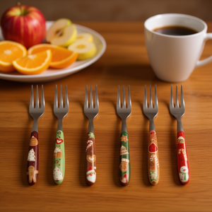 Set di 6 Forchette Excelsa Wonderful Ginger in Acciaio 15x1.5x2 Cm Multicolore - Product Image 3