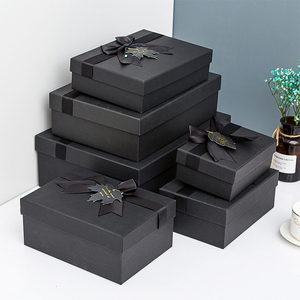 Customized rectangular black gift box kraft paper gift box packaging box with lid