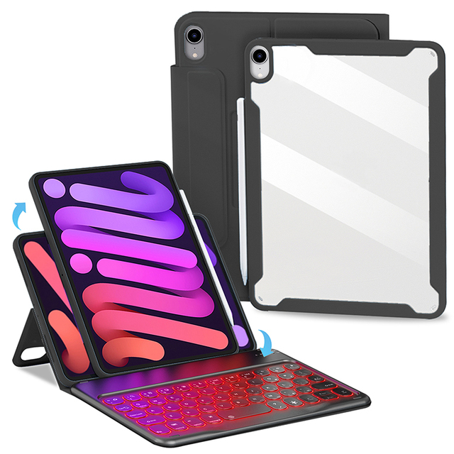 Magnetic Clear Tablet Keyboard Case for iPad Mini 6 Cover 8.3 Inch 2021 With Wireless Backlight Keyboard