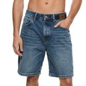 กางเกงขาสั้นผ้ายีนส์ขาสั้นสำหรับผู้ชายทรงตรงมีกระดุมติดโลโก้ตามสั่งเป็นมิตรกับสิ่งแวดล้อม - Product Image 2