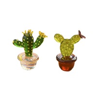 Ornements en verre simples en forme de cactus, petits ornements pour le salon, la maison, la voiture, les plantes, ornements décoratifs en verre mignons