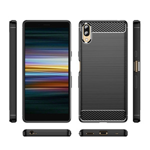 Meilleure vente pour <span class=keywords><strong>Sony</strong></span> Xperia <span class=keywords><strong>XZ3</strong></span> Coque arrière souple pour téléphone portable Coque en silicone brossé en fibre de carbone TPU - Product Image 1