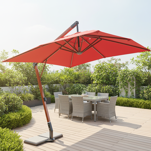 Factory Wholesale Premium <strong>Large</strong> Aluminum Heavy Duty Hanging Cantilever <strong>Umbrella</strong> <strong>Windproof</strong> Waterproof Foldable with Marble Base - Product Image 6