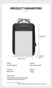 Sac à dos pour ordinateur portable en polyester Oxford imperméable de grande capacité, fermeture à glissière, pour les voyages, les affaires, l'université, les étudiants - Product Image 4