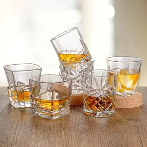6 Types de gros or jante Logo personnalisé graver rond base lourde cristal clair verre à liqueur liqueur whisky verre tasse pour Bar fête