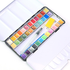 Secolorart-Pintura de acuarela con purpurina, 36 colores metálicos, pintura de acuarela en media sartén - Product Image 5