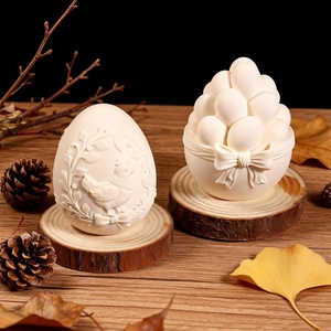 แม่พิมพ์เทียนรูปไข่อีสเตอร์พร้อมลายผีเสื้อแกะสลัก ลายโคลเวอร์สี่แฉก ลายไก่ ลายกระต่าย แม่พิมพ์ซิลิโคนสำหรับเทียนไข่ - Product Image 5